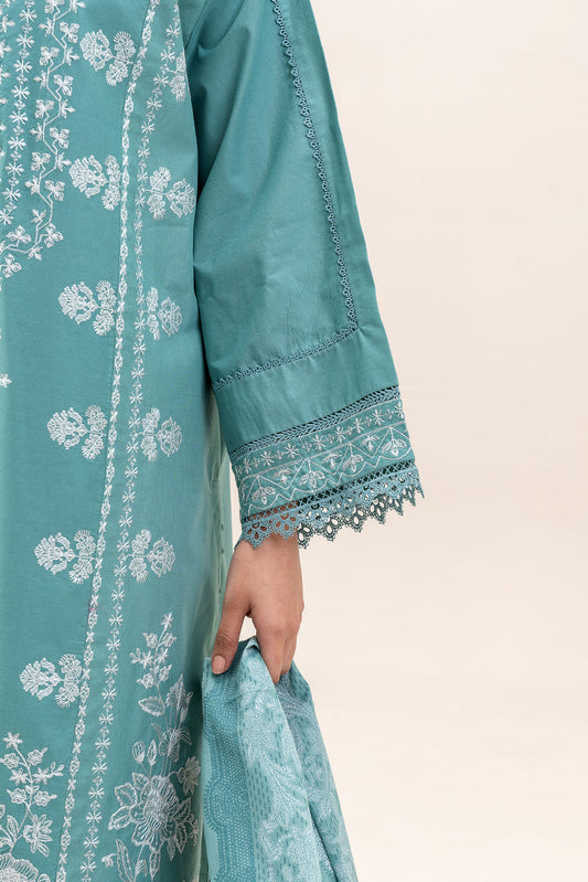 2 PIECE EMBROIDERED LAWN SUIT-TURQUOISE STITCH (UNSTITCHED)