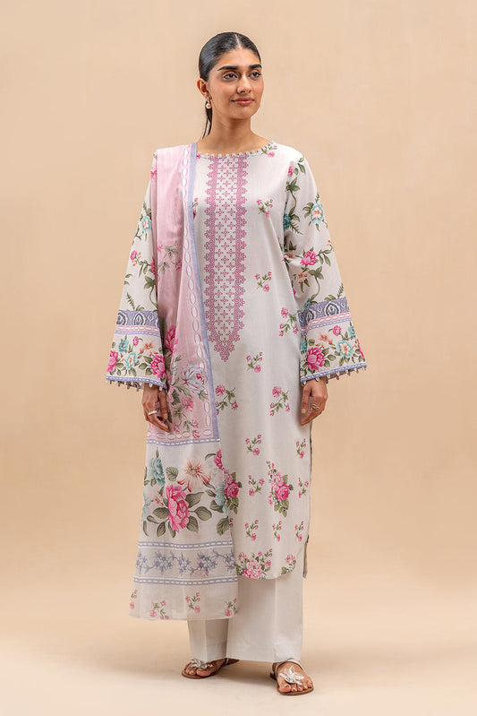 3 PIECE PRINTED LAWN SUIT-PEARL ORCHID (UNSTITCHED)