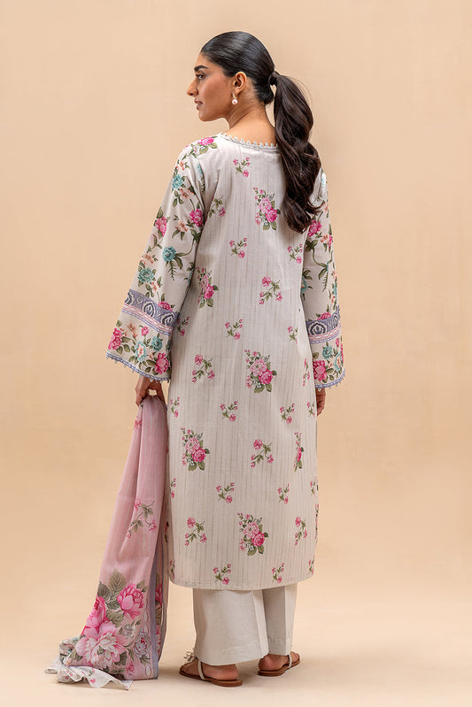 3 PIECE PRINTED LAWN SUIT-PEARL ORCHID (UNSTITCHED)