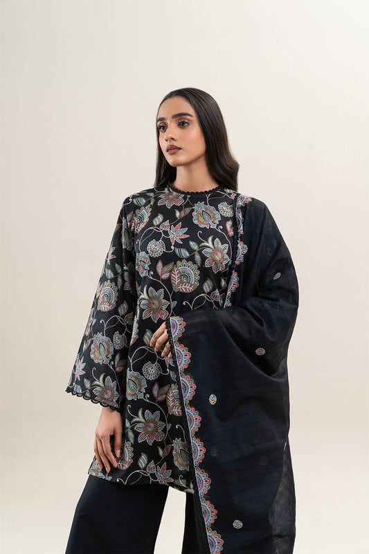 3 PIECE EMBROIDERED LAWN SUIT-CHARCOAL HINT (UNSTITCHED)