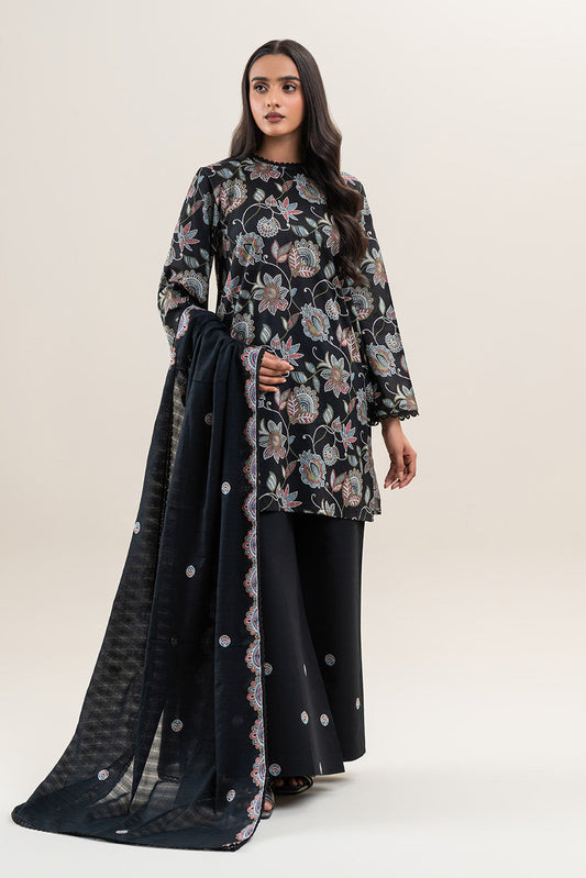3 PIECE EMBROIDERED LAWN SUIT-CHARCOAL HINT (UNSTITCHED)