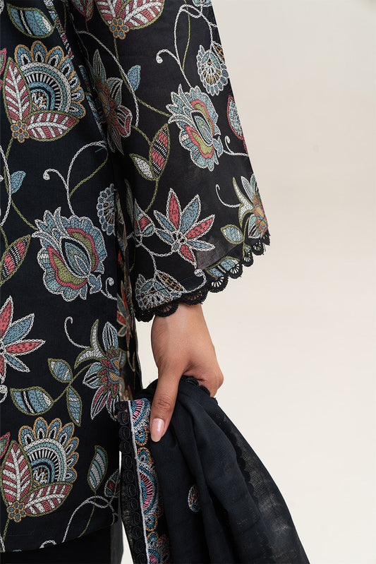 3 PIECE EMBROIDERED LAWN SUIT-CHARCOAL HINT (UNSTITCHED)