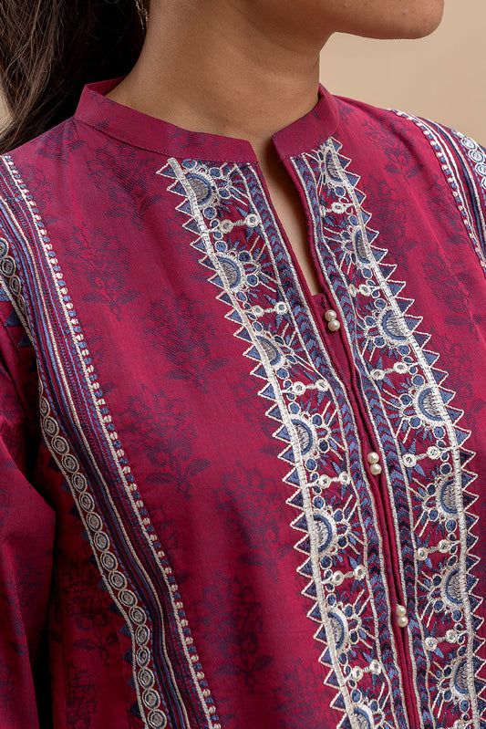 2 PIECE EMBROIDERED JACQUARD SUIT-CRIMSON VERVE (UNSTITCHED)