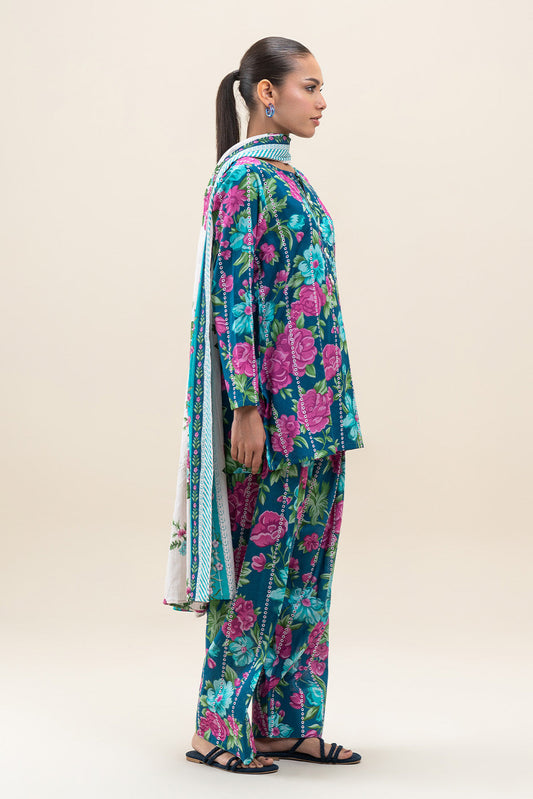 3 PIECE PRINTED LAWN SUIT-FLORA FAUNA (UNSTITCHED)