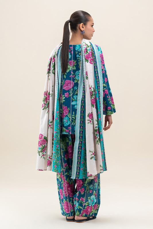 3 PIECE PRINTED LAWN SUIT-FLORA FAUNA (UNSTITCHED)