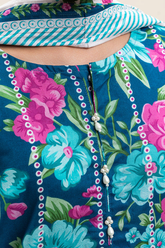 3 PIECE PRINTED LAWN SUIT-FLORA FAUNA (UNSTITCHED)