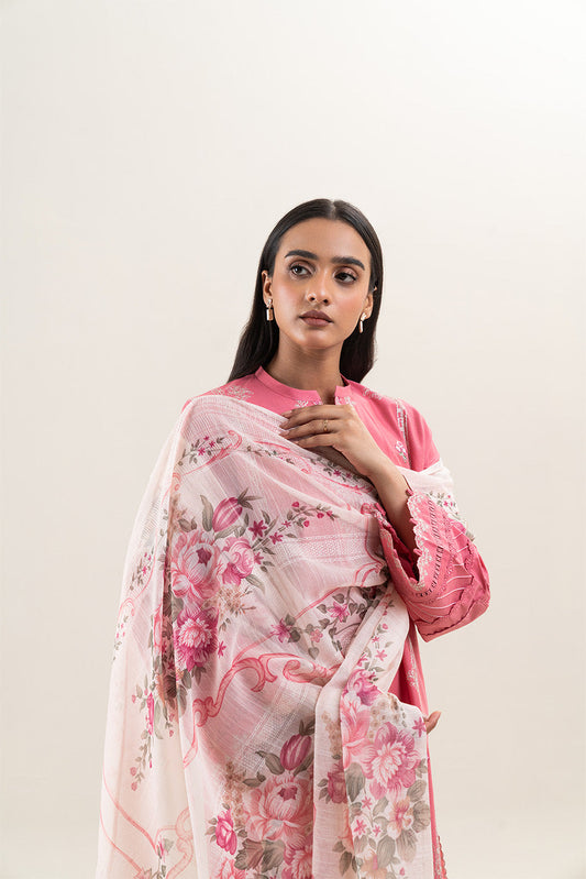 3 PIECE EMBROIDERED LAWN SUIT-VINTAGE ROUGE (UNSTITCHED)