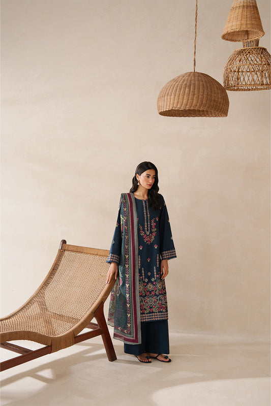 3 PIECE EMBROIDERED LAWN SUIT-CERULEAN DREAM (UNSTITCHED)