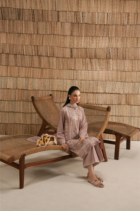 3 PIECE EMBROIDERED LAWN SUIT-DUSTY PINK (UNSTITCHED)