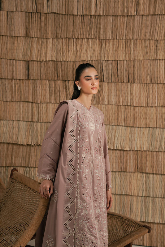 3 PIECE EMBROIDERED LAWN SUIT-DUSTY PINK (UNSTITCHED)