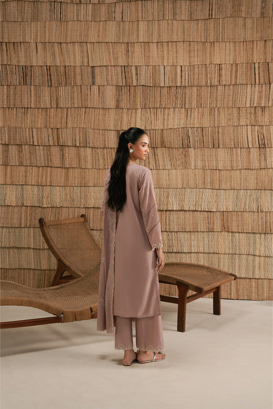 3 PIECE EMBROIDERED LAWN SUIT-DUSTY PINK (UNSTITCHED)