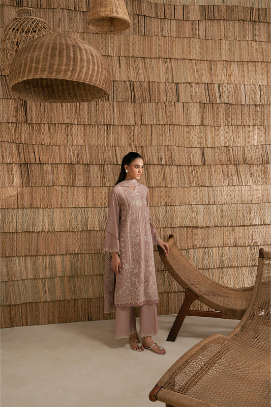 3 PIECE EMBROIDERED LAWN SUIT-DUSTY PINK (UNSTITCHED)
