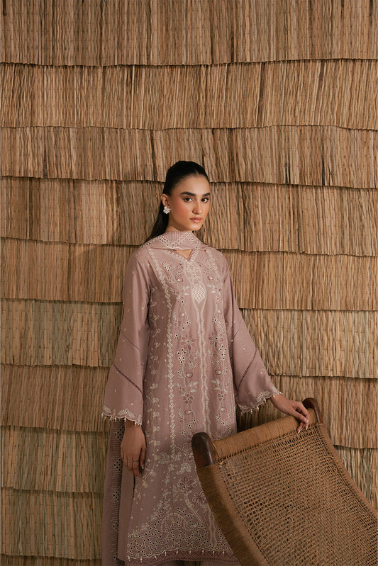 3 PIECE EMBROIDERED LAWN SUIT-DUSTY PINK (UNSTITCHED)