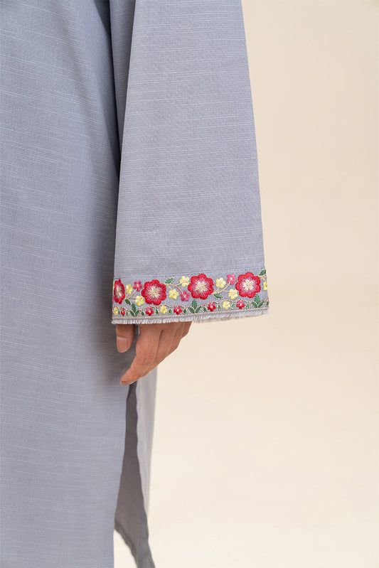 2 PIECE EMBROIDERED SLUB SUIT (PRET)