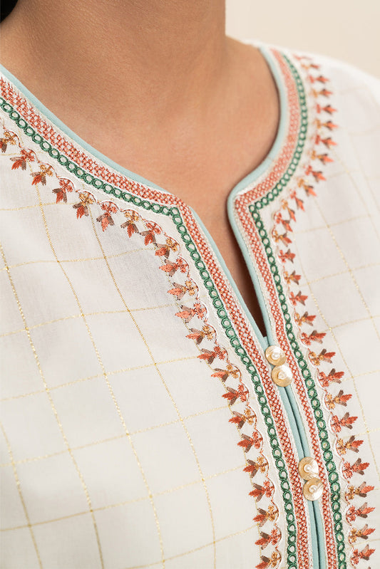EMBROIDERED YARN DYED LUREX SHIRT (PRET)