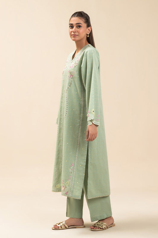 2 PIECE EMBROIDERED YARN DYED LUREX SUIT (PRET)