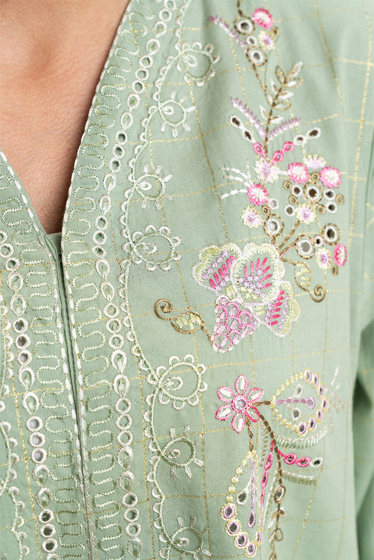 2 PIECE EMBROIDERED YARN DYED LUREX SUIT (PRET)