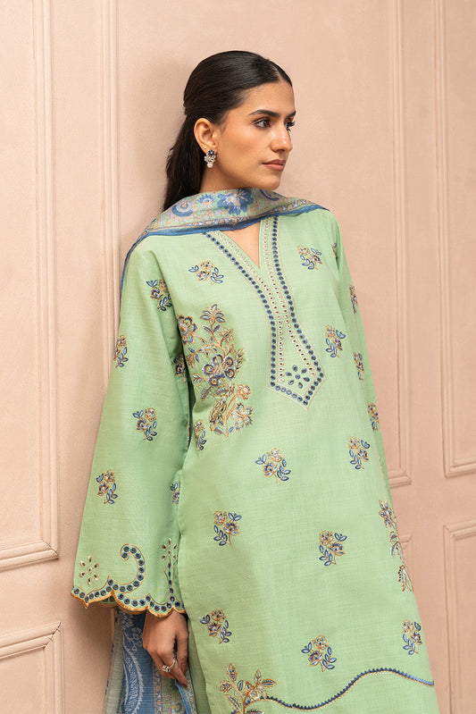 3 PIECE EMBROIDERED TWO WAY SLUB SUIT (HIGH CASUAL)