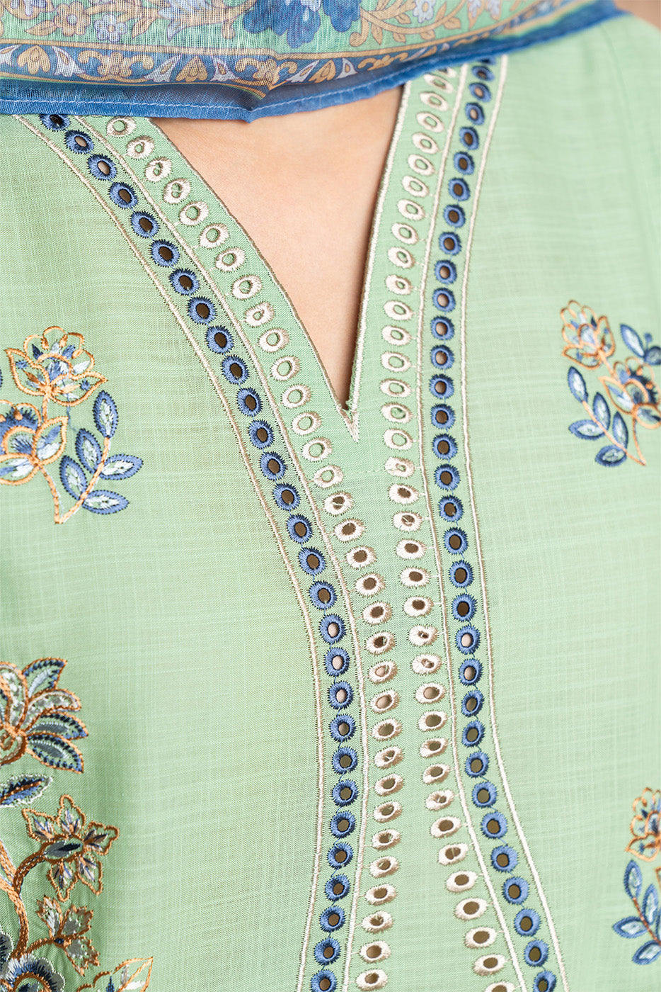 3 PIECE EMBROIDERED TWO WAY SLUB SUIT (HIGH CASUAL)