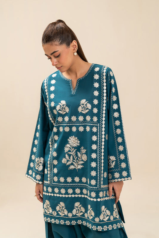 2 PIECE EMBROIDERED TWO WAY SLUB SUIT (PRET)