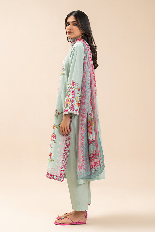3 PIECE EMBROIDERED TWO WAY SLUB SUIT (PRET)