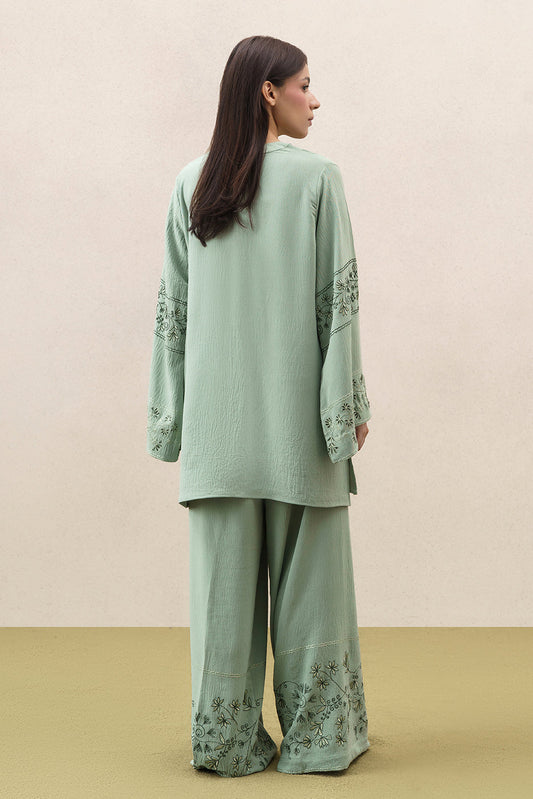 2 PIECE EMBROIDERED POLY CREPE SUIT (FLOW)
