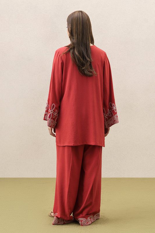 EMBROIDERED POLY CREPE SUIT (FLOW)