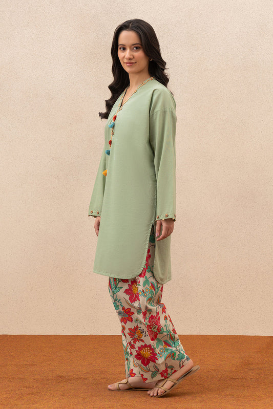 2 PIECE SOLID SLUB LAWN SUIT (PRET)
