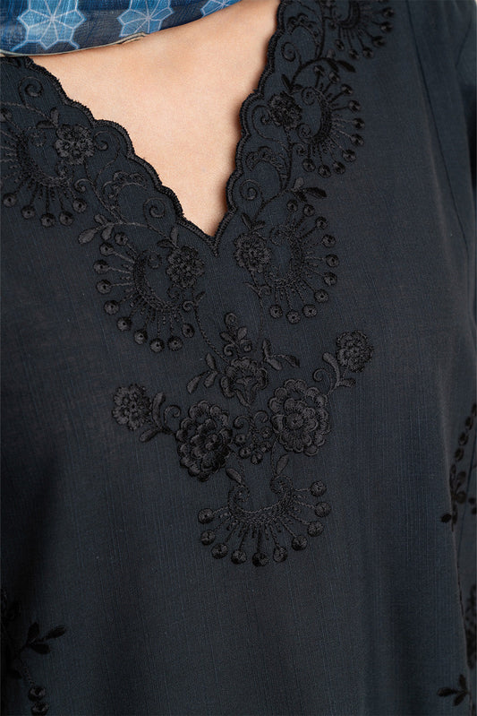 3 PIECE EMBROIDERED SLUB SUIT (PRET)