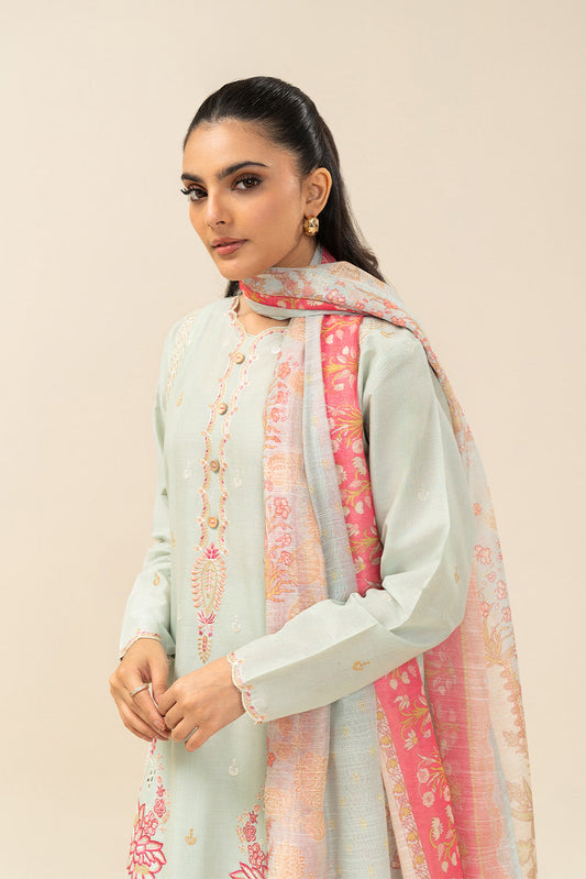 3 PIECE EMBROIDERED TEXTURED LAWN SUIT (PRET)