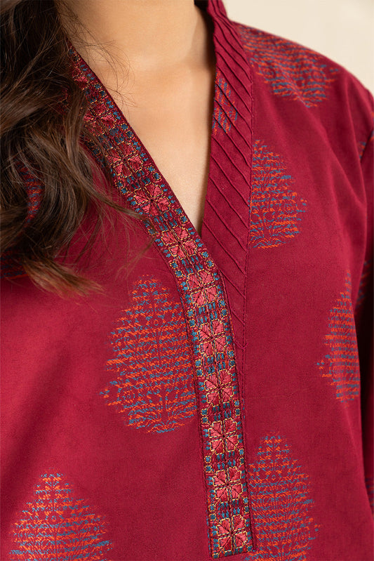3 PIECE EMBROIDERED  REVERSE JACQUARD SUIT-FUSCHIA DREAM (UNSTITCHED)