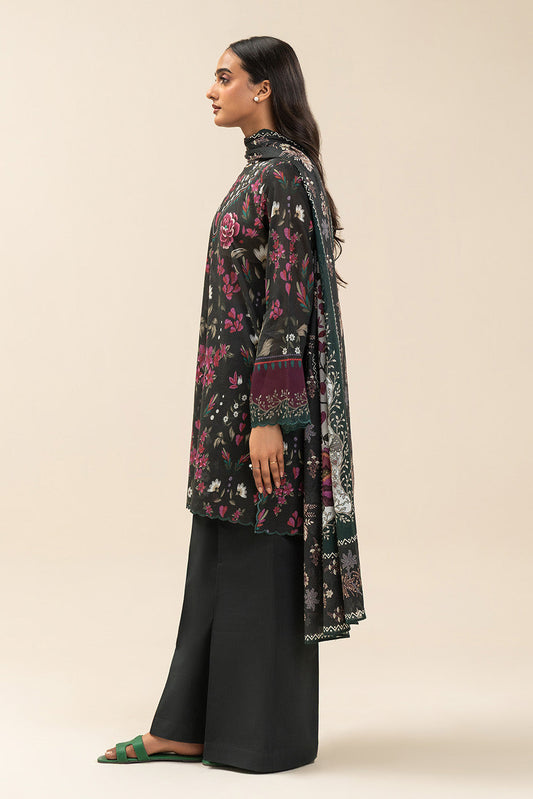 3 PIECE PRINTED LAWN SUIT-BOTANICAL SPRAY (UNSTITCHED)