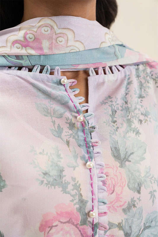3 PIECE PRINTED LAWN SUIT-IILAC BLUSH (UNSTITCHED)