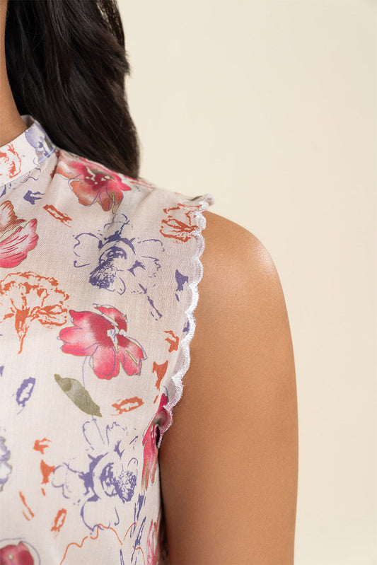 3 PIECE PRINTED LAWN SUIT-SOFT FERN (UNSTITCHED)