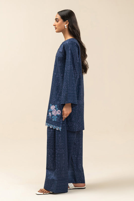 2 PIECE EMBROIDERED LAWN SUIT-VERDANT BLUE (UNSTITCHED)