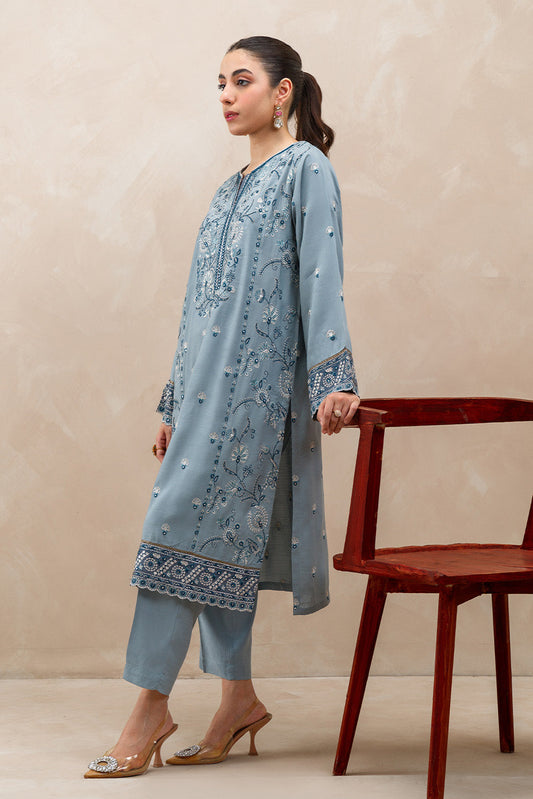 2 PIECE EMBROIDERED RAW SILK SUIT (LUXURY-PRET)
