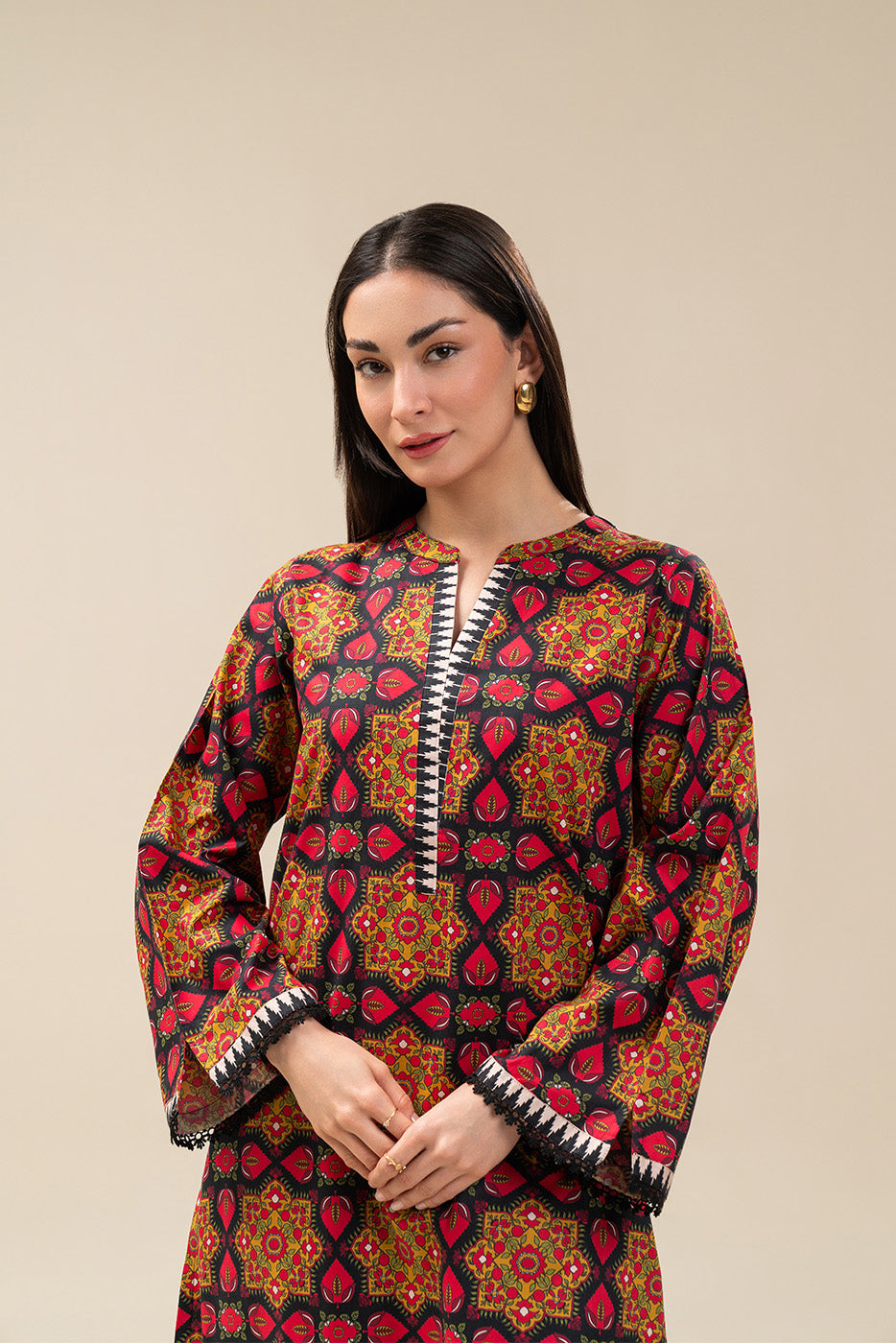 PRINTED COTTON VISCOSE SHIRT (PRET)