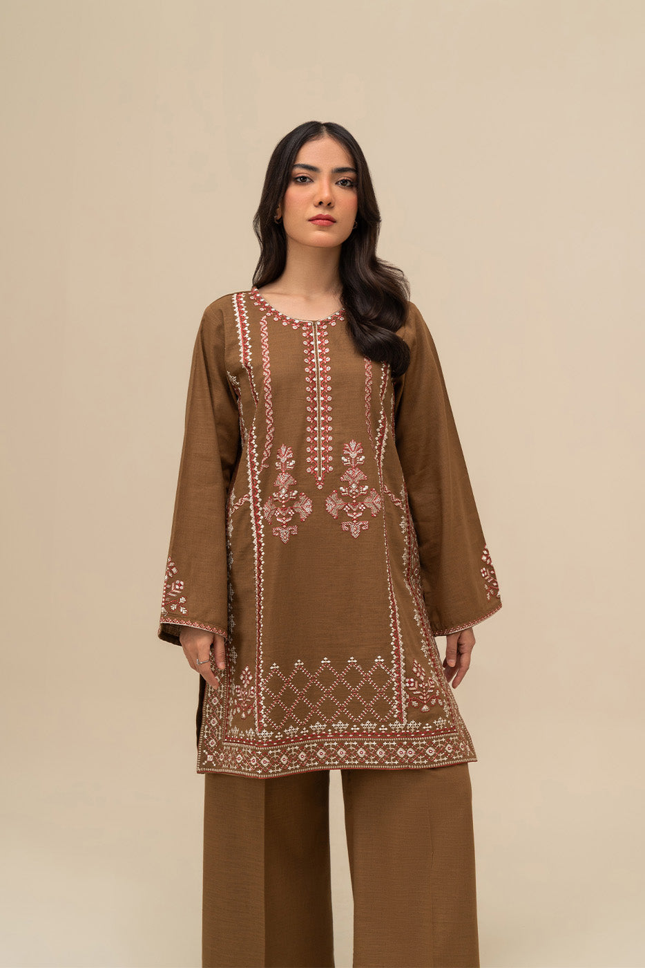 2 PIECE EMBROIDERED SLUB KHADDAR SUIT (PRET)