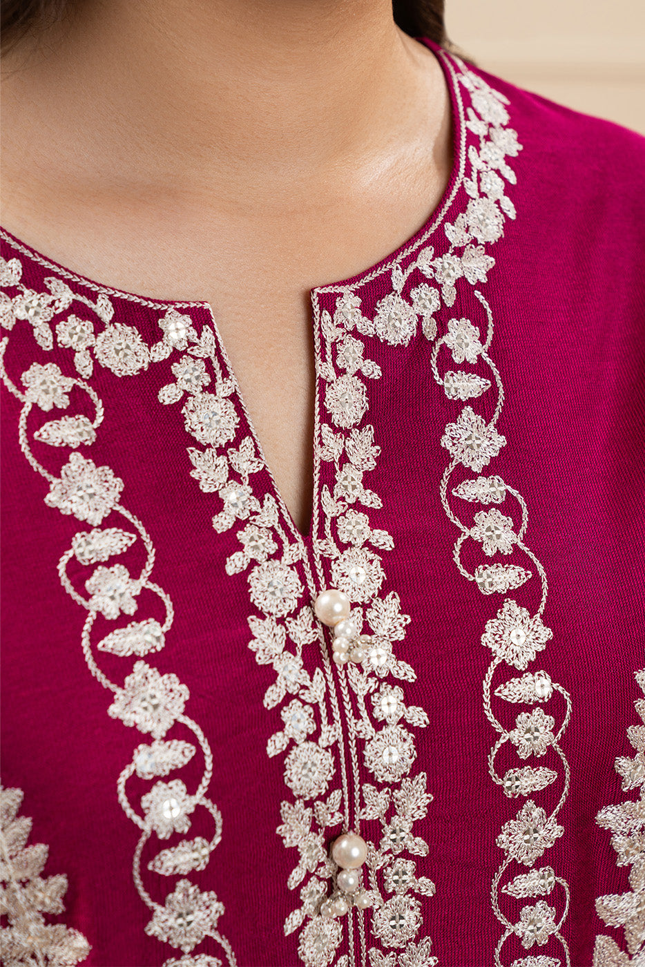 3 PIECE EMBROIDERED TWO TONE SUIT (PRET)