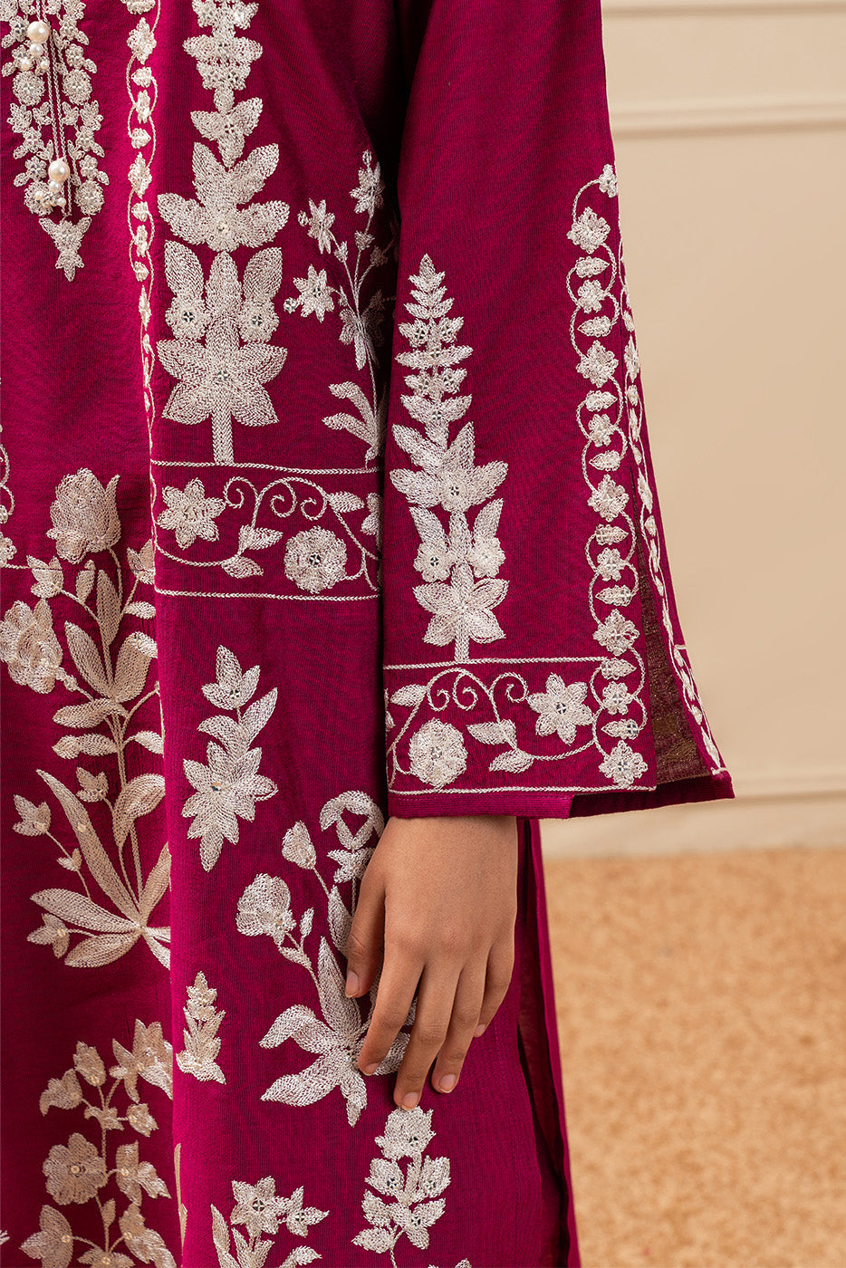 3 PIECE EMBROIDERED TWO TONE SUIT (PRET)