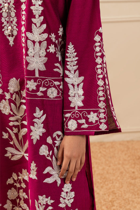 3 PIECE EMBROIDERED TWO TONE SUIT (PRET)