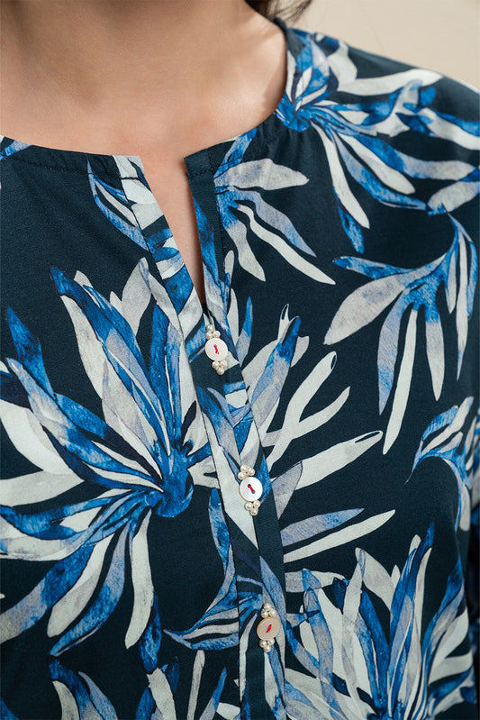 PRINTED COTTON VISCOSE SHIRT (PRET)