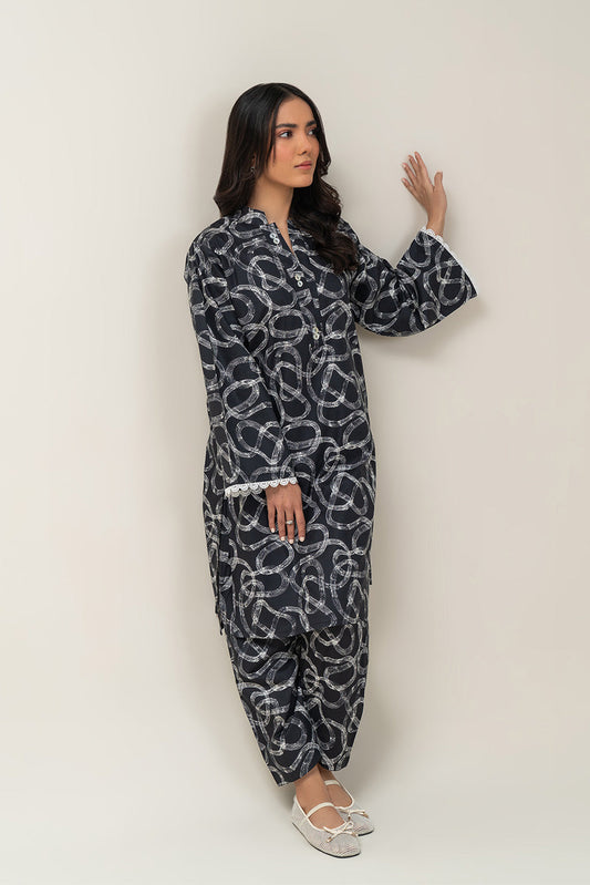 2 PIECE PRINTED COTTON VISCOSE SUIT (PRET)
