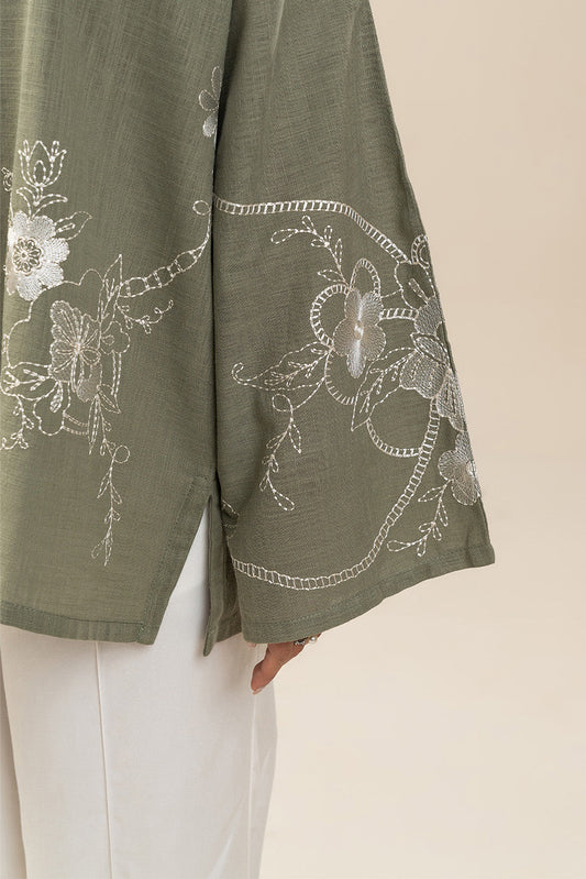 EMBROIDERED TWO WAY SLUB TOP (PRET)