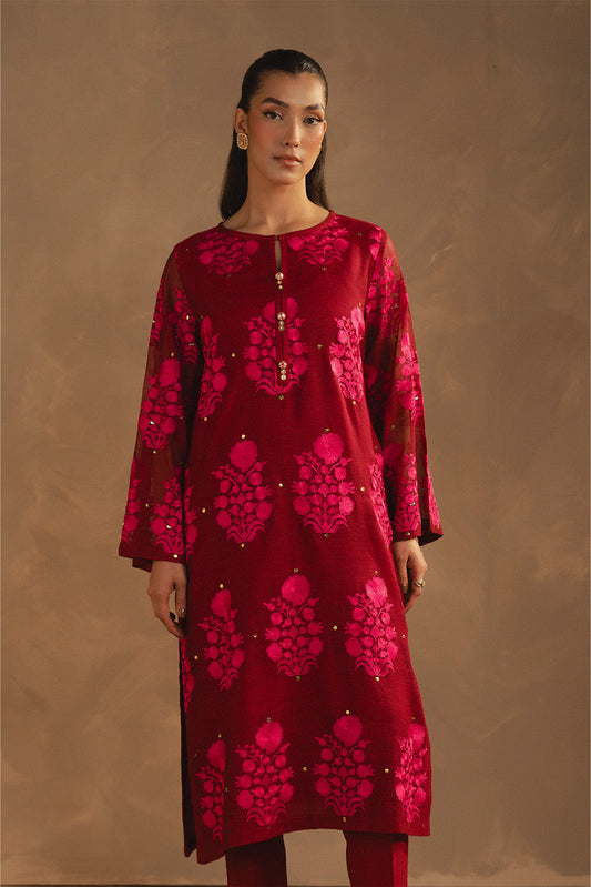 EMBROIDERED COTTON NET SHIRT (LUXURY PRET)