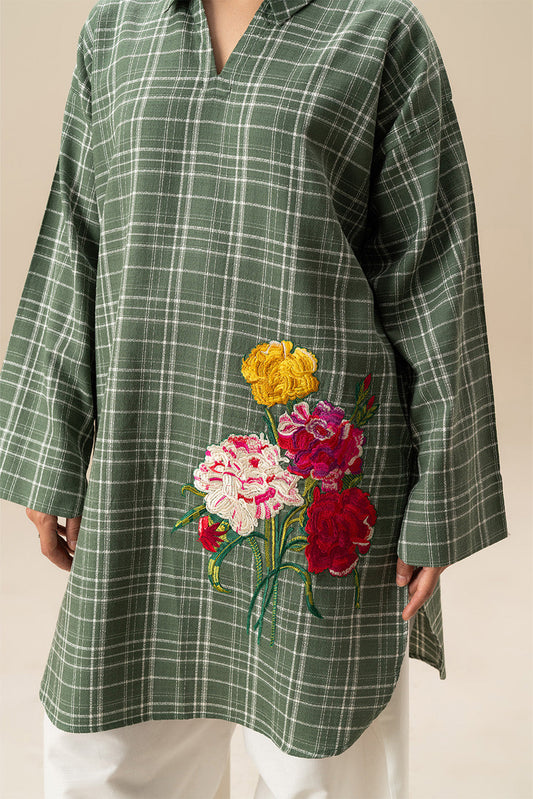 EMBROIDERED DOBBY SHIRT (PRET)