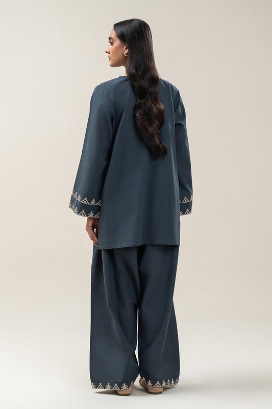 2 PIECE EMBROIDERED TWO WAY SLUB SUIT (PRET)