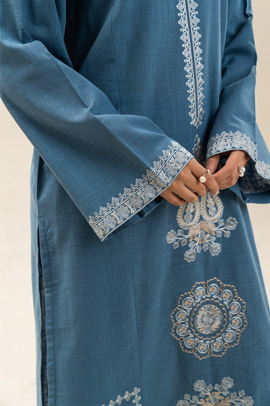 2 PIECE EMBROIDERED TWO WAY SLUB SUIT (PRET)