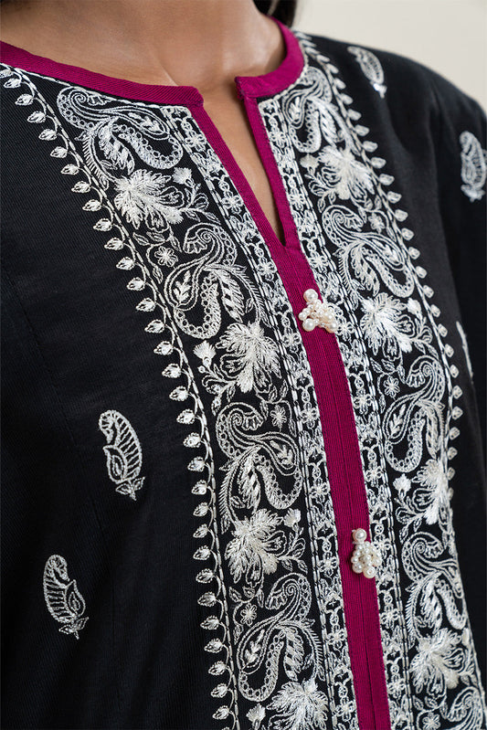 3 PIECE EMBROIDERED TWO TONE SUIT (PRET)