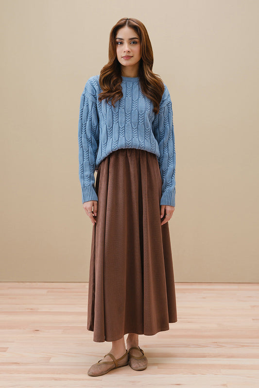 CROPPED CABLE KNIT PULLOVER